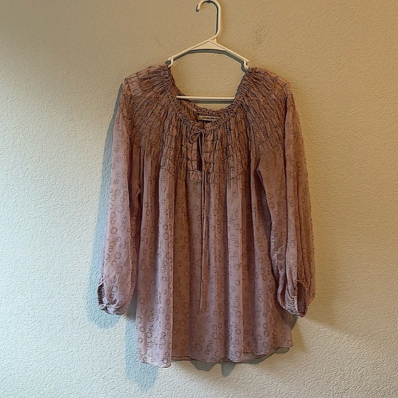 Chelsea & Violet sheer lavender and gold peasant top Medium - Picture 1 of 6
